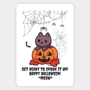 Cute Cat Pumpkin "Get Ready to SPOOK IT UP  Light Edition Magnet